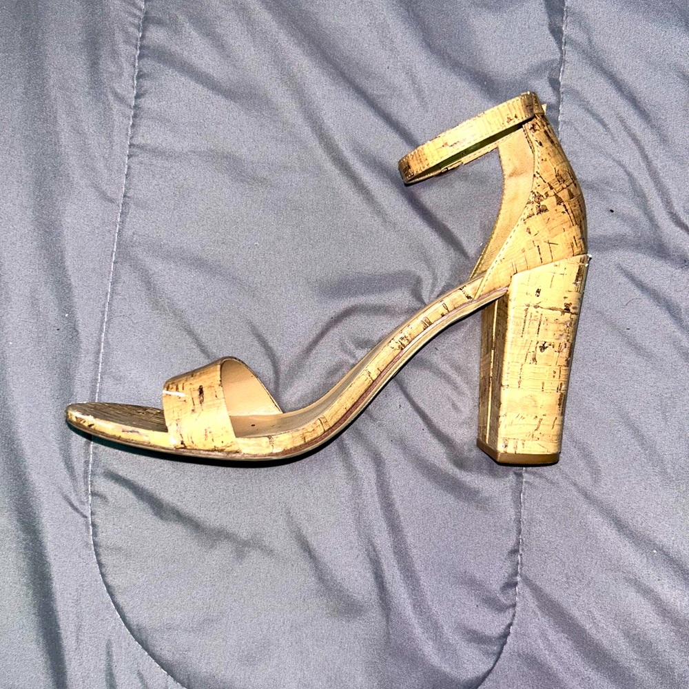 Imitation Bamboo heels w/ ankle strap.